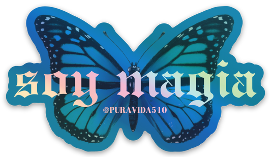 "soy magia" holographic blue sticker